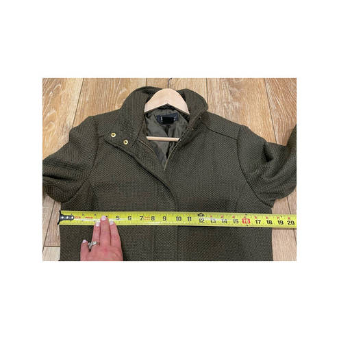 Nicole Miller  Wool Blend Belted Lined Trench Coat Forest Green M Fits Like S