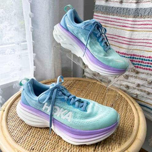 Hoka  One One Bondi 8 Airy Blue Sunlit Ocean Road-Running Sneakers Size 9 Wide