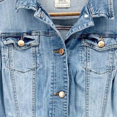 Mango MNG Jeans By  Womens XS Denim Jean Jacket Stretch Trucker Short Boho