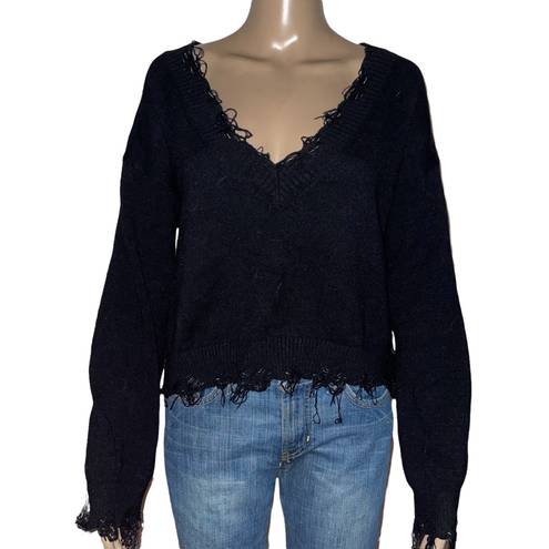 Brooklyn Karma Frayed V Neck Sweater