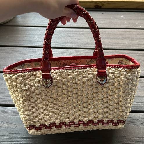 Brighton  Bag Straw Red Cream Tote Shoulder Handbag Picnic Vintage Vibes Cute