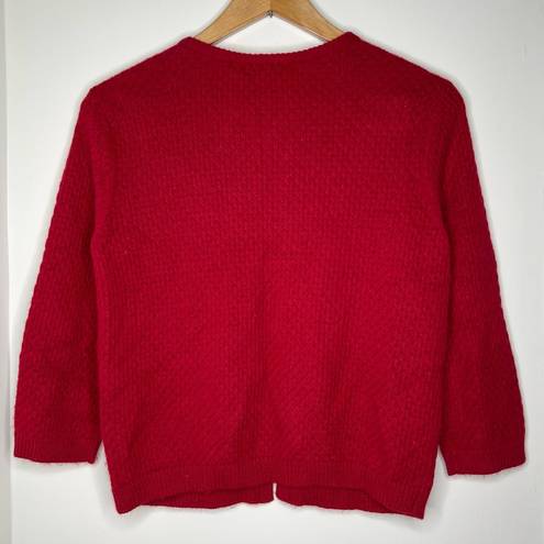 Talbots  Cardigan Sweater Open Front w/ Top Clasp Bling Size Medium Dark Red