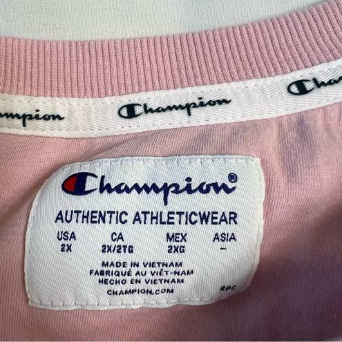 Champion  Women's 2X Pink Long-Sleeve Crew Neck Embroidered Sweater Athleticwear