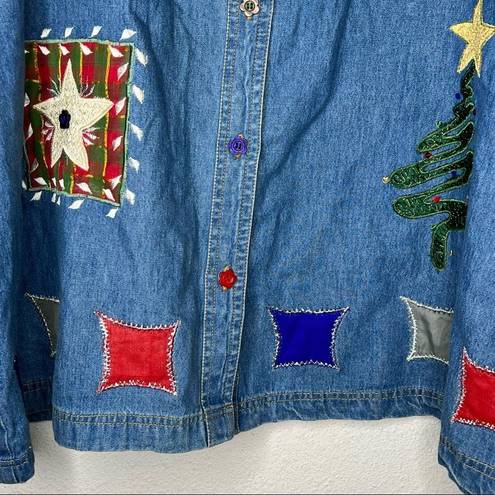 Carolina Blues Vintage  Denim Christmas Jacket