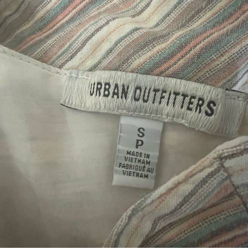 Urban Outfitters Serendipity Linen Babydoll Dress in Neutral Multi Size S