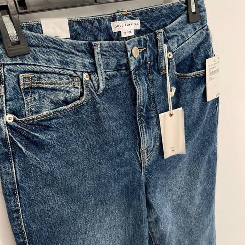 Good American  Good Classic Raw Edge Ankle Jeans NEW Size 2 Stretch Women's Blue