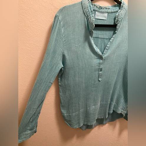 Zadig & Voltaire  Tone Crinkle Button Front Long Sleeve Top Size Medium