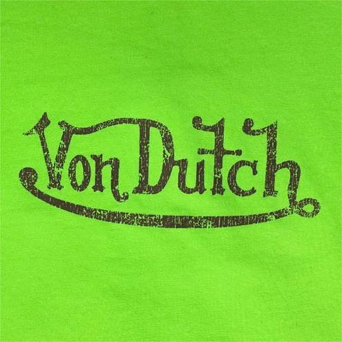 Von Dutch  Brown Logo Neon Green Full-Zip Hoodie