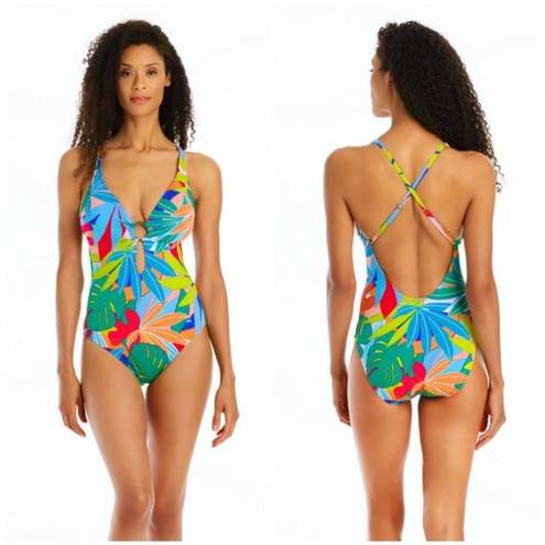 Bleu Rod Beattie 💕💕 Life Of The Party Plunge Neck One Piece Swimsuit ~ 6 NWT