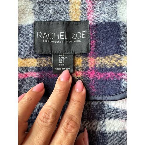 Rachel Zoe  blue wool blend oversized plaid coat size s