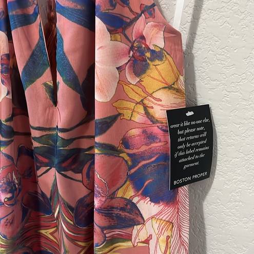 Boston Proper  (NWT) Halter Keyhole Tropical Floral Print Maxi Dress, Size XS