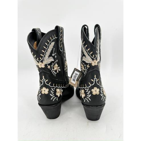 Dingo  Primrose Embroidered Black Leather Boots Cowboy Size 8.5 NWT