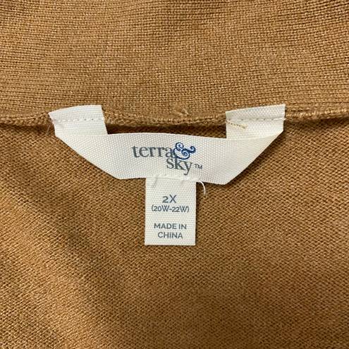 Terra & Sky women 2X 20W-22W sweater vest lightweight v-cut tan