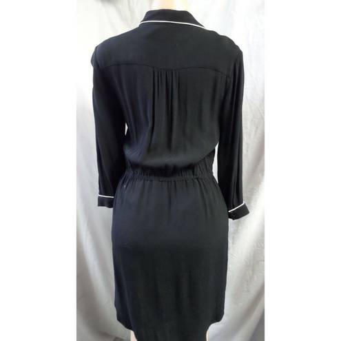 The Loft "" BLACK & IVORY COLLARED BUTTON DOWN BLOUSON LONG SLEEVES DRESS SIZE: S NWT