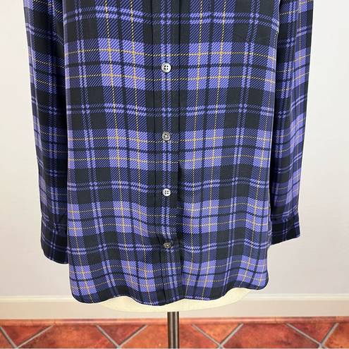 Equipment  Signature slim-fit silk shirt in Purple Plaid