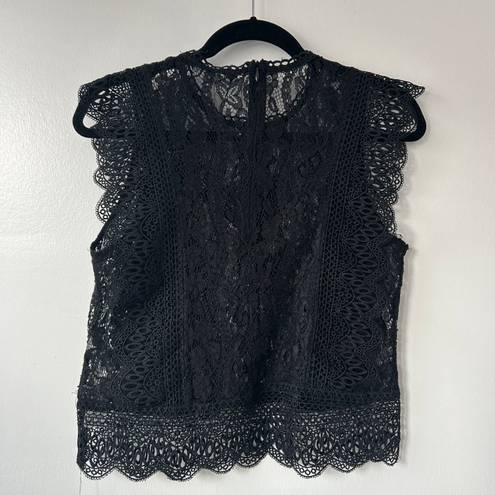 ZARA Black Semi Sheer Black Lace Top