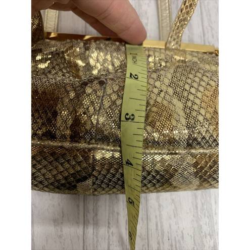 Stuart Weitzman Womens  Vintage Gold Snake Skin Clutch