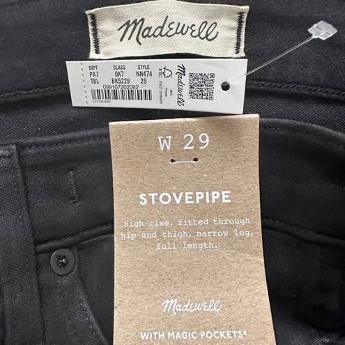 Madewell Jeans Stovepipe in True Black Wash: Coated Edition 29 NWT New