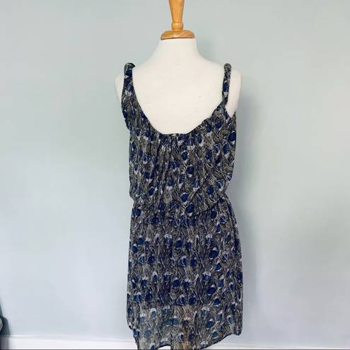 Angie  Francescas Collection Black Gray Blue Feather Sleeveless Sun Dress Size S