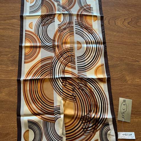 Oscar de la Renta  Vintage Silk Scarf Geometric Half Circles Lines Oblong NWT