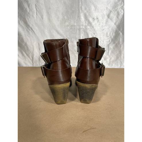 blowfish  Brown Leather Heeled Ankle Boots Women’s Size 6