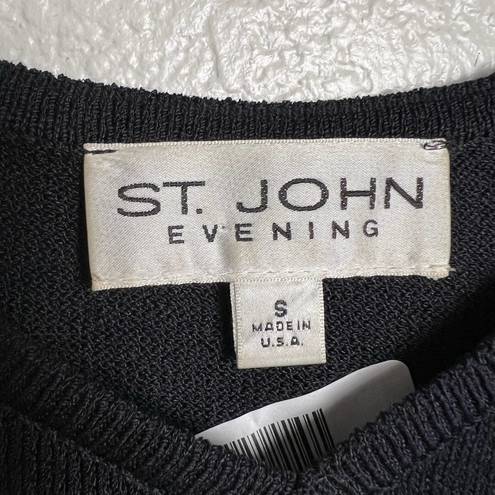 St. John  Evening Collection Black Rhinestone Knit V-Neck Camisole Top