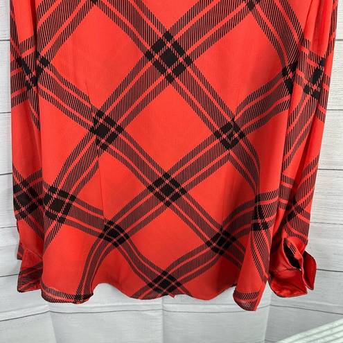 Coldwater Creek  Womens size XL P Button Up Plaid Long Sleeve Blouse Shirt Red