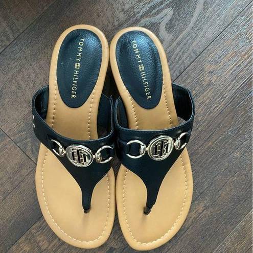 Tommy Hilfiger Sandals Black & Gold Size 8 1/2