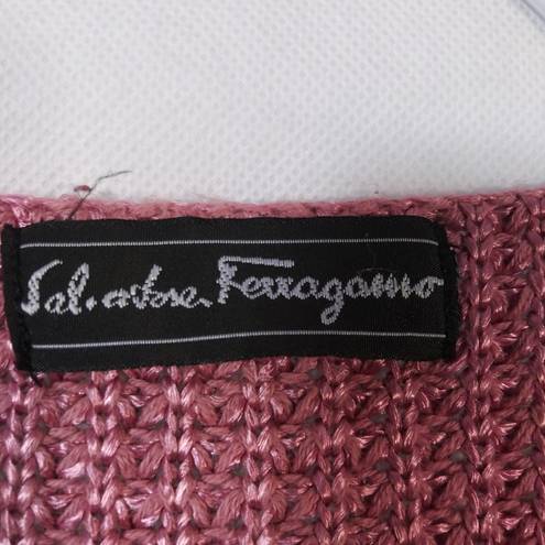 Salvatore Ferragamo  Pink Vintage Silk Knit Sweater Long Sleeve Size M