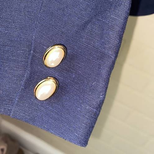 Krass&co Sk &  jacket blazer linen blend navy blue NEW old stock size 10 lined‎