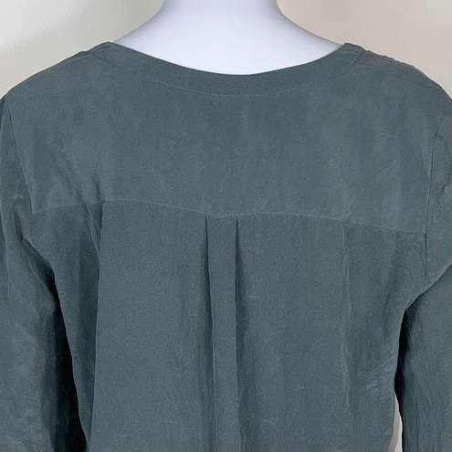 AG Adriano Goldschmied Adriano Goldschmeid 100% Silk Long Sleeve Button Down Tunic in Sage