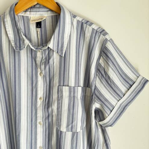 Polo Universal Thread Striped  button down shirt blue/white XL