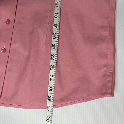 Coldwater Creek  Womens Pink Low Dip Button Down Shirt 100% Cotton Blouse Sz M