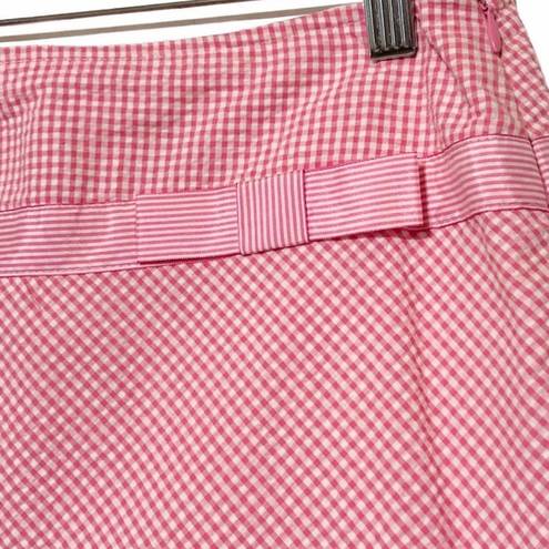 Cynthia Steffe  GINGHAM PINK WHITE LINED FRONT BOW DETAIL SKIRT 4