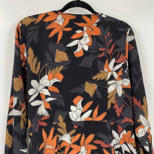 City Chic  Floral Print Mini Wrap Dress Long Sleeve Black Orange Womens S / 16