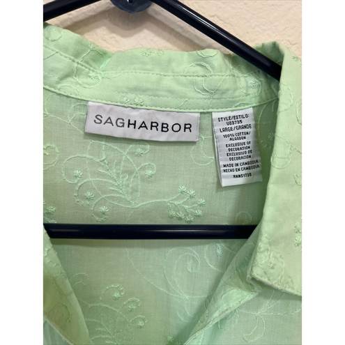 Sag Harbor  Mint Green Blouse Size Large