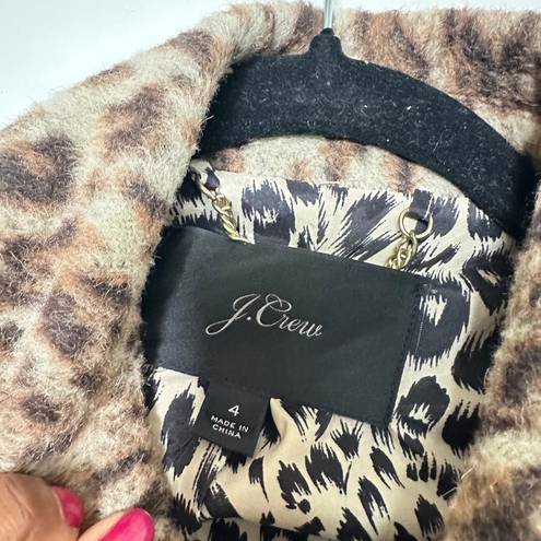 J.Crew  Leopard Animal Print Wool Blend Top Coat Size 4