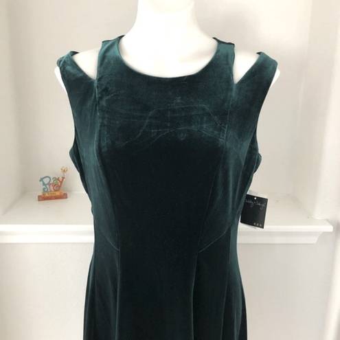 Gabby Skye  Cut-Out Velvet Dress Green Size 14 NWT