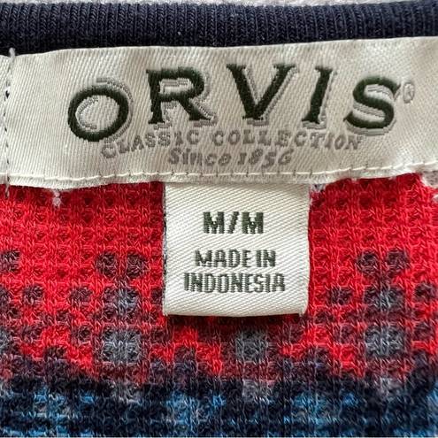 Orvis  Womens Navy Aztec Print Waffle Tee Thermal Top Size M