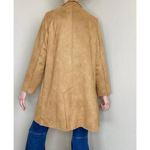 Coco + Carmen Light Brown Faux Suede Bohemian Open Cardigan