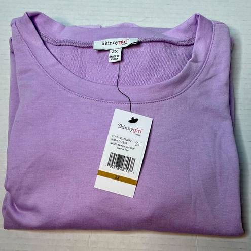 Skinny Girl  Soft Stretchy Purple Puff Sleeve Tee Size 2X New!