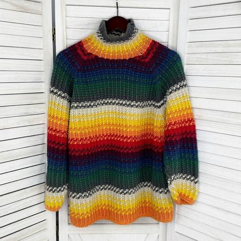 Moda  International Vintage Rainbow Striped Chunky Oversized Sweater Medium