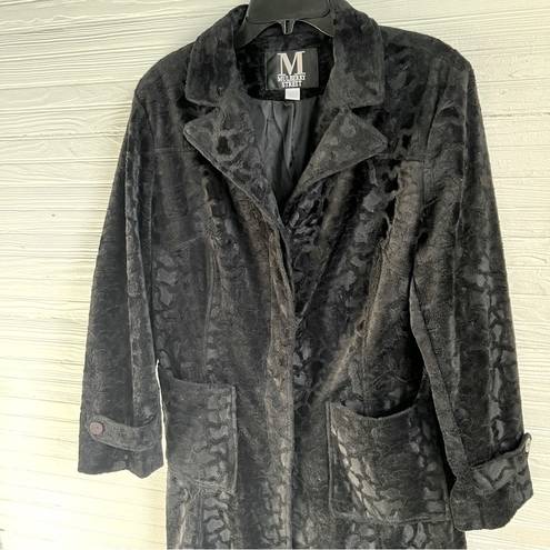 Mulberry Vintage  Street Black Coat Soft Giraffe Print Button Front Jacket Size M