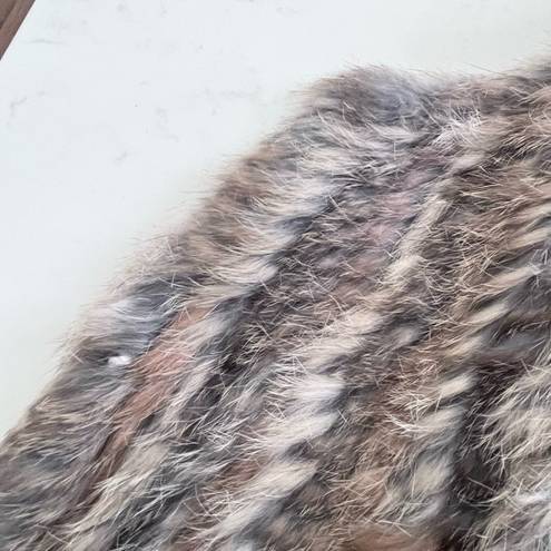 525 America  Luxe Rabbit Fur Open Front  Vest Grey Beige Women's Size M