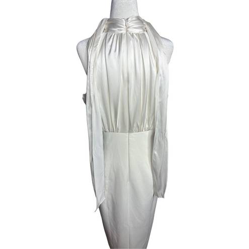 Cinq à Sept  Emerie Halter White Satin Bridal Midi Dress Size‎ 10 Women's