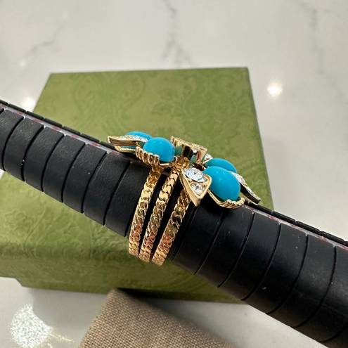 Gucci  Interlocking G Turquoise and Crystal Floral Ring