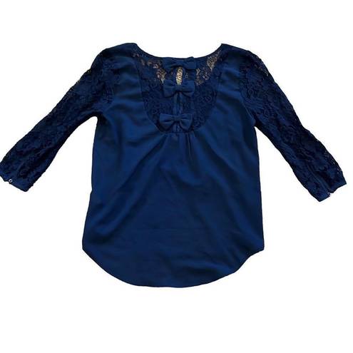 Blu Pepper  boutique bow back blue blouse