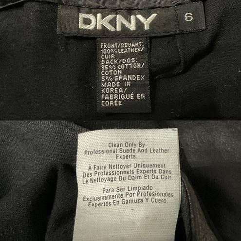 DKNY  Black Mixed Media Leather Straight Leg Pants 6