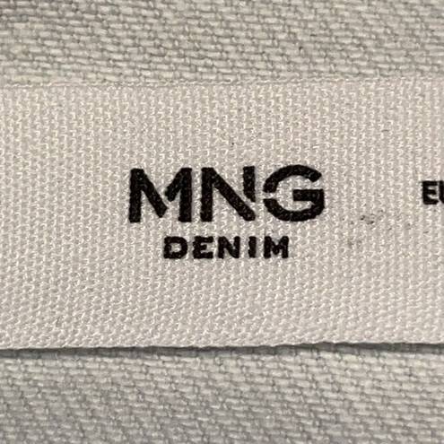 Mango  MNG Pocketed Denim Jacket Full Zip Women Size Medium White Collared Casual