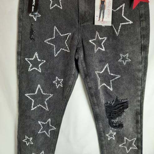 Simple Society  Juniors Crop Jeans High Rise Straight Leg Distressed Size 15/32